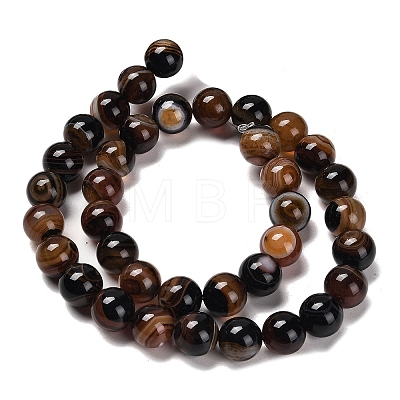 Natural Striped Agate/Banded Agate Beads Strands G-B079-A05-03D-1