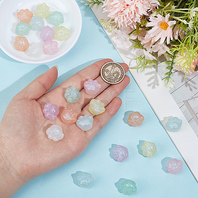 28Pcs 7 Colors Luminous Acrylic Beads OACR-PA0002-06-1