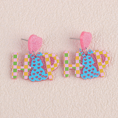 Easter Acrylic Glitter Powder Dangle Stud Earrings FS-WG58748-07-1