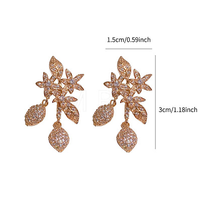 Brass Clear Cubic Zirconia Dangle Stud Earrings FS-WGF4301-01-1