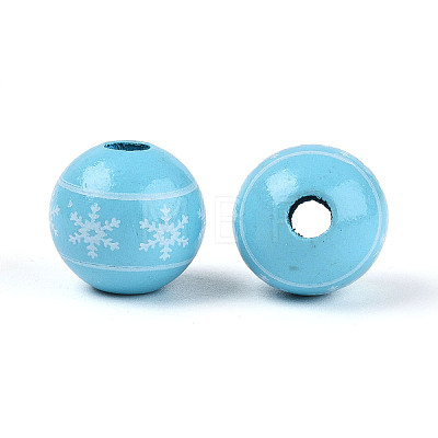 Christmas Spray Painted Schima Wood Beads WOOD-T032-35D-1