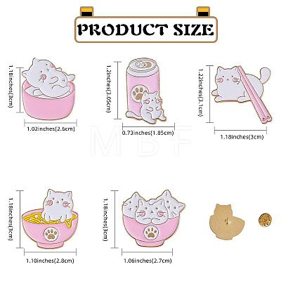 5Pcs 5 Style Cat and Food Enamel Pins JEWB-SZ0001-91-1