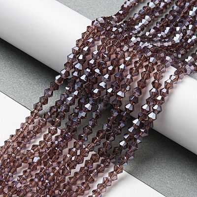Transparent Electroplate Glass Beads Strands GLAA-F029-3mm-C05-1