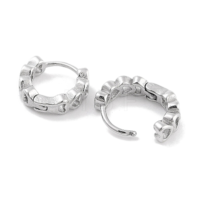 Tarnish Resistant 304 Stainless Steel Hollow Heart Huggie Hoop Earrings for Women EJEW-C096-06P-1