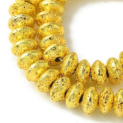 Electroplated Natural Lava Rock Beads Strands G-I360-P01-01-1