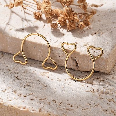 304 Stainless Steel Heart Clip on Nose Rings AJEW-A062-01B-G-1