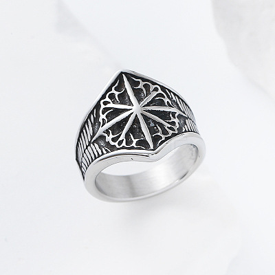 Eight-Point Star 304 Stainless Steel Finger Rings UT4019-3-1