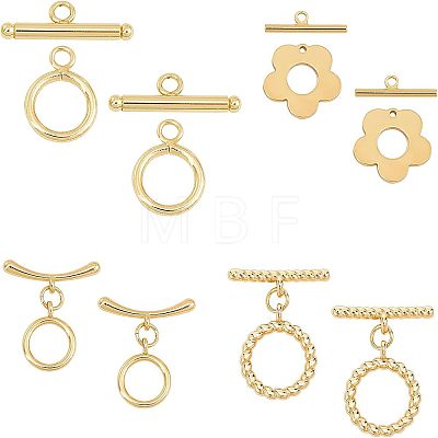 8Sets 4 Style Brass Toggle Clasps KK-CA0001-55G-1