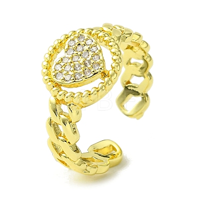 Brass Micro Pave Cubic Zirconia Open Cuff Rings RJEW-K256-21G-1