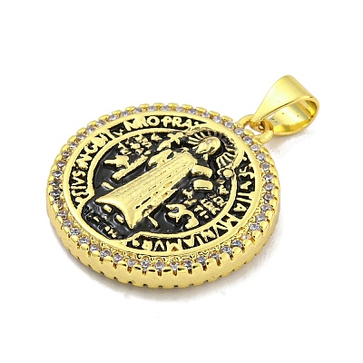 Rack Plating Brass Micro Pave Cubic Zirconia Pendants KK-B091-22G-02-1