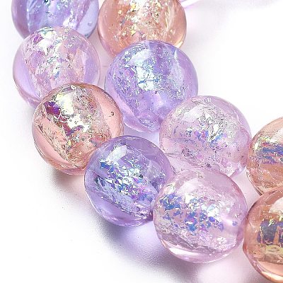 Handmade Foil Lampwork Beads Strands FOIL-K003-06B-15-1