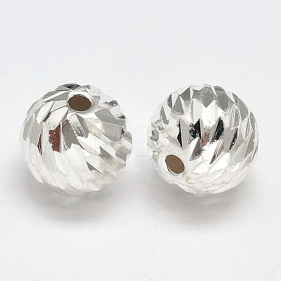 Fancy Cut Faceted Round 925 Sterling Silver Beads STER-F012-11B-1