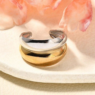 304 Stainless Steel Open Cuff Rings for Unisex RJEW-R010-06G&S-1