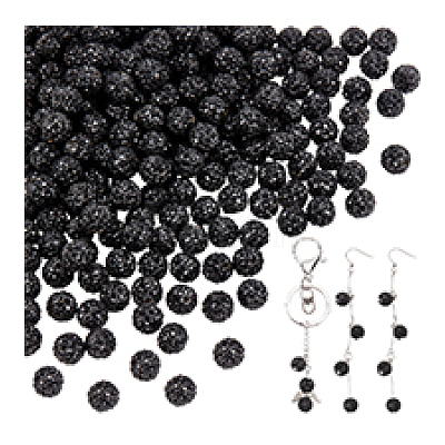 200Pcs Pave Disco Ball Beads RB-PH0001-41B-1