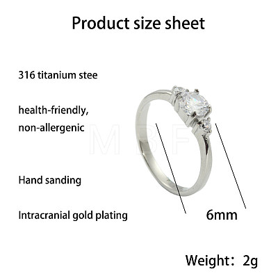 304 Stainless Steel Clear Cubic Zirconia Finger Rings for Women WG2A0BA-01-1