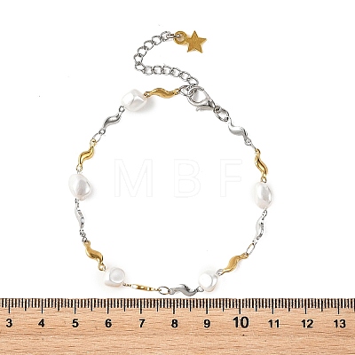 304 Stainless Steel Wavy Link Chain Bracelets for Women BJEW-JB14170-1