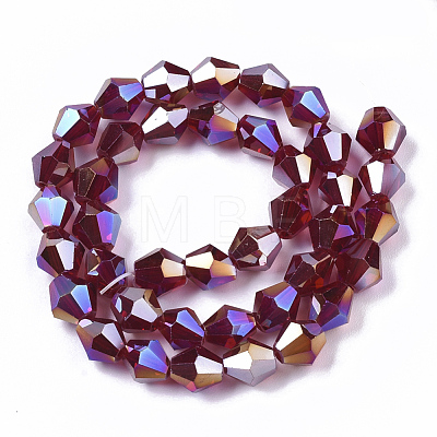 Electroplate Glass Beads Strands EGLA-Q118-8mm-B21-1