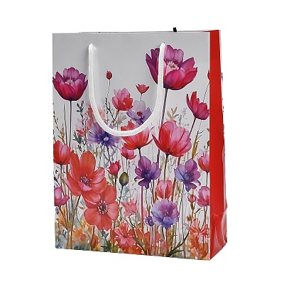 Flower Printed Paper Gift Bags with Handles CARB-F014-02-1