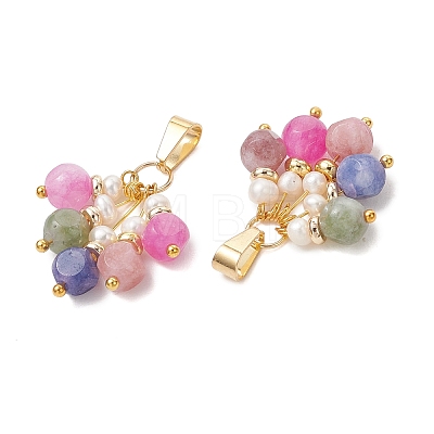 Natural Multicolor Tourmaline and Pearl Pendants PALLOY-JF05740-1