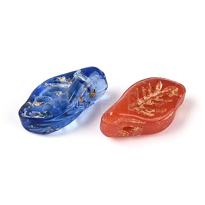 Baking Paint and Golden Metal Enlaced Glass Beads DGLA-T004-25M-1