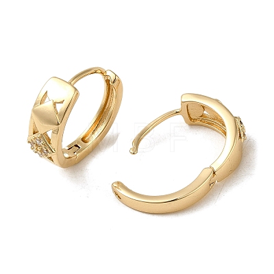 Brass Micro Pave Cubic Zirconia Hoop Earring EJEW-L271-20KCG-09-1