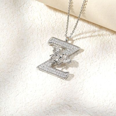 Brass Micro Pave Clear Cubic Zirconia Pendant Necklaces FS-WG7BC7F-15-1