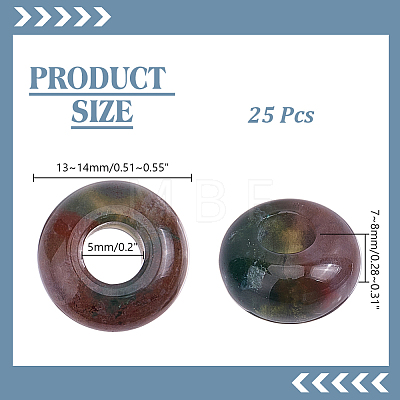 25Pcs Natural Indian Agate European Large Hole Beads G-HY0002-07-1