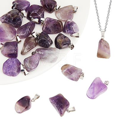 20Pcs Natural Amethyst Pendants G-BBC0001-50B-1