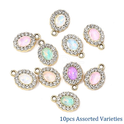 10Pcs UV Plating Alloy with Mixed Color Glass Rhinestone Pendants FIND-YW0009-03A-1