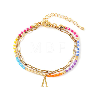 304 Stainless Steel Letter Charm Double-layered Bracelets VG5038-1-1