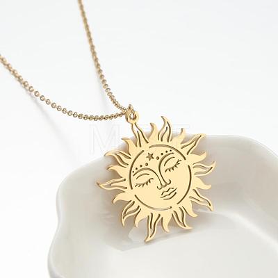 304 Stainless Steel Hollow Pendant Cable Chain Necklaces for Women WGAEFC1-01-1