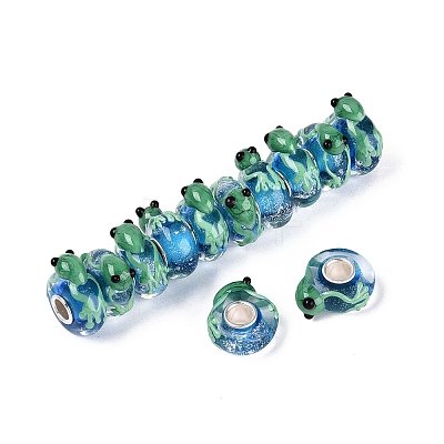 3D Lampwork & Brass Core European Beads FOIL-Q004-01A-1
