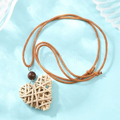 Boho Woven Rattan Pendant Long Necklaces WD-CBA76F6-01A-1