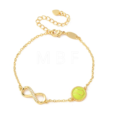 Sports Brass Micro Pave Cubic Zirconia Infinity Link Bracelets LS-BJEW-D386-01A-G-1