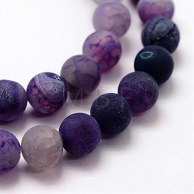 Frosted Natural Weathered Agate Beads Strands G-F374-8mm-01-1