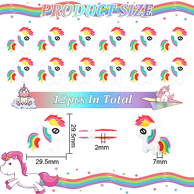12Pcs Little Pony Silicone Beads SIL-GO0001-08-1