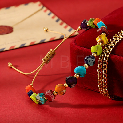 Adjustable Heart Natural Imperial Jasper & Brass Beaded Braided Bead Bracelets ZY5726-1
