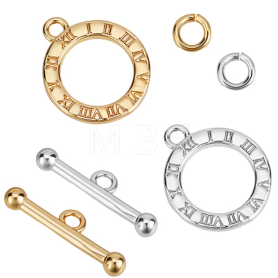 10Pcs 2 Styles Brass Toggle Clasps KK-BBC0023-30-1