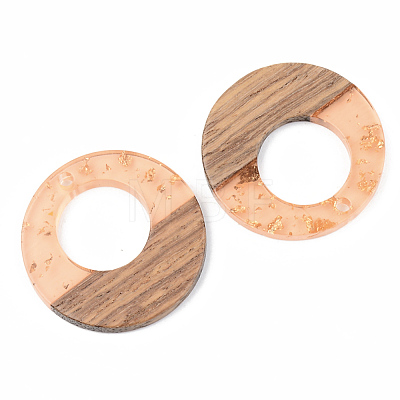 Transparent Resin & Walnut Wood Pendants RESI-S389-036A-B04-1