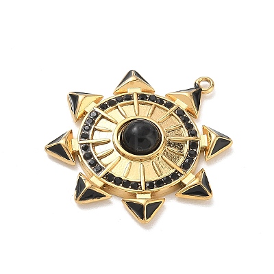 304 Stainless Steel Enamel Pendants STAS-F360-02G-1