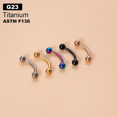 G23 Titanium Eyebrow Round Ball Curved Barbell Eyebrow Rings WGFD71D-34-1