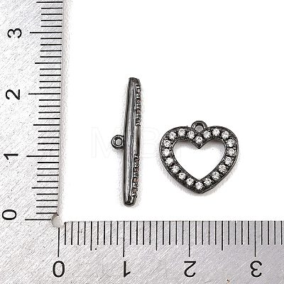 Heart Brass Micro Pave Clear Cubic Zirconia Toggle Clasps KK-G548-37-1