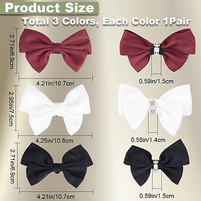 3 Pairs 3 Style Detachable Bowknot Polyester Ribbon Shoe Decoration AJEW-CP0005-60-1