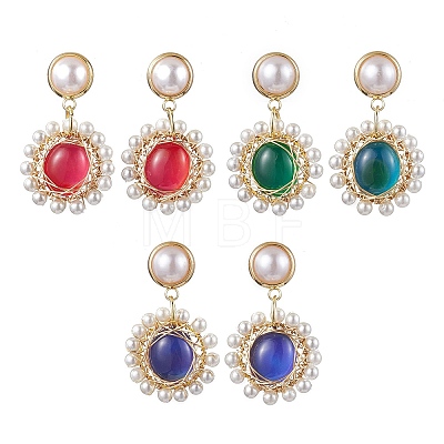 3Pairs 3 Colors Changing Color Mood Stud Earring EJEW-TA00480-1