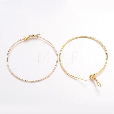 Golden Iron Hoop Earring X-IFIN-C045-49x1-G-1
