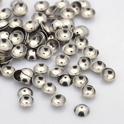 Apetalous Half Round 304 Stainless Steel Bead Caps STAS-N039-01-1