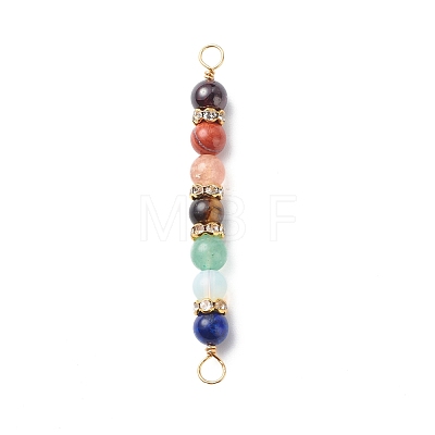 7 Chakra Mixed Gemstone Copper Wire Wrapped Connector Charms PALLOY-JF01900-02-1