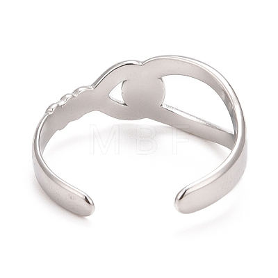 304 Stainless Steel Interlock Knot Shape Open Cuff Ring for Women RJEW-C025-13P-1