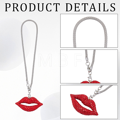 2Pcs 2 Colors Rhinestone Lip Pendant Decorations HJEW-CY0001-02-1