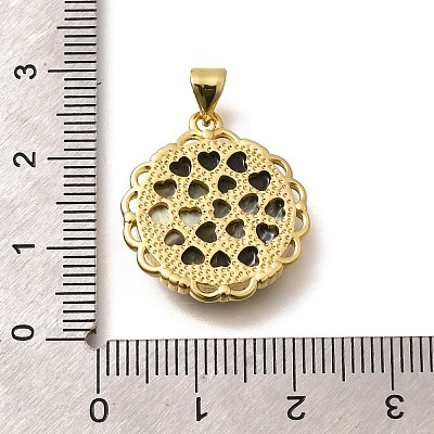 Brass with Natural Shell Carved Pendants KK-Z091-04G-01-1